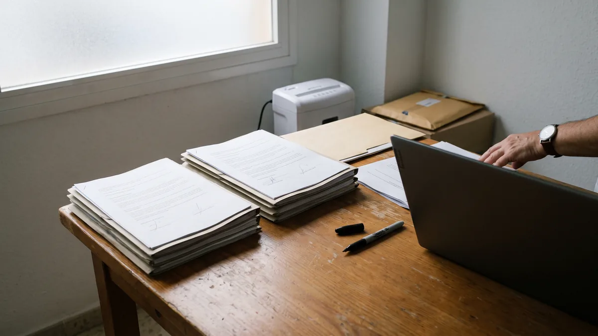 Contract screen and laptop on a desk