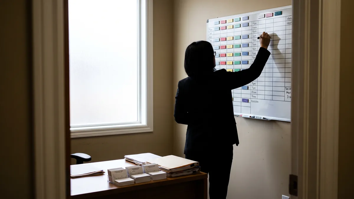 Front desk reviewing schedule and no-shows on screen